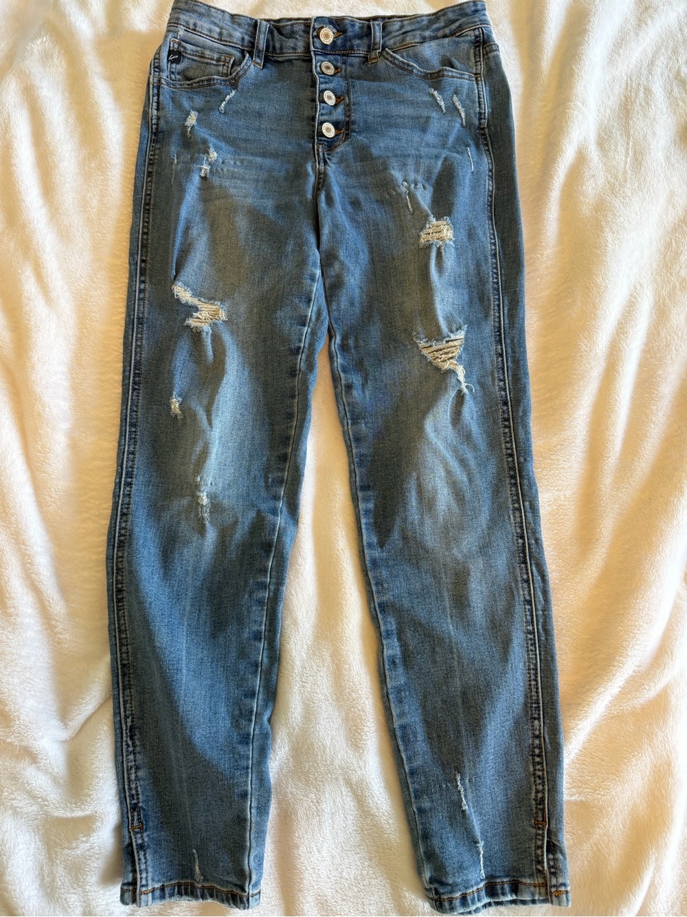 KanCan Distressed Skinny Jeans in Medium Blue